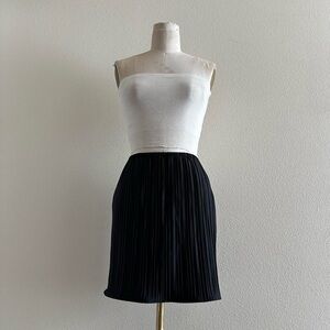 handmade black micro pleated satin mini skirt